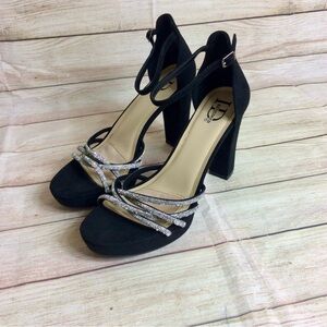 I.D. Required Lively rhinestone Strappy heels. Black. Size 10